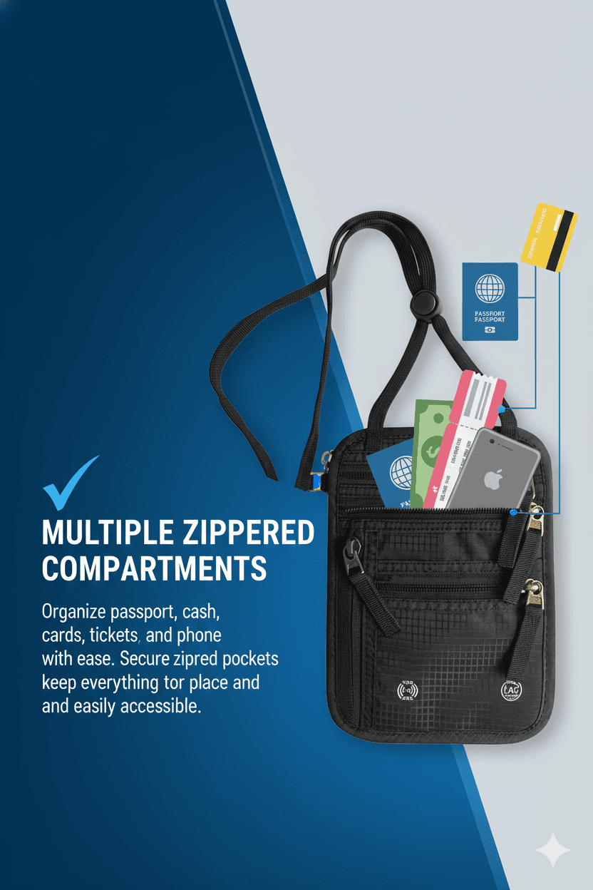 LAG Neck Wallet with RFID Blocking 5